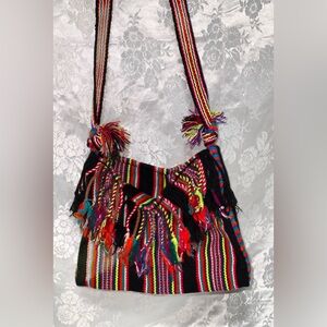 Colorful Woven Boho Shoulder Bag Tassel Strap Andean Style Handmade.      (Look)